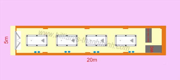 Mô hình sắp đặt vị trí bàn bida